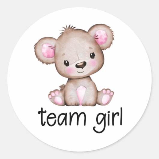 Team Meisje Beer Thema Geslacht onthullen Sticker (Voorkant)