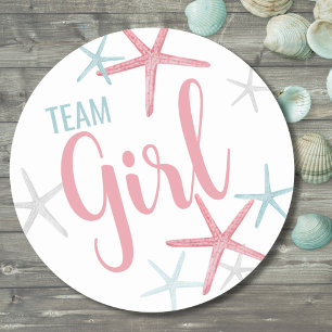 Team Meisje Geslacht Onthulling Feestje Ronde Sticker