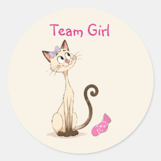 Team Meisje Geslacht Onthulling / Schattige Clara Ronde Sticker