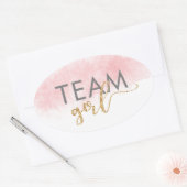 Team Meisje Goud Glitter Roze Geslacht Onthullen Ovale Sticker (Envelop)