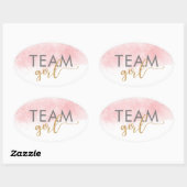 Team Meisje Goud Glitter Roze Geslacht Onthullen Ovale Sticker (Vel)