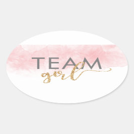 Team Meisje Goud Glitter Roze Geslacht Onthullen Ovale Sticker