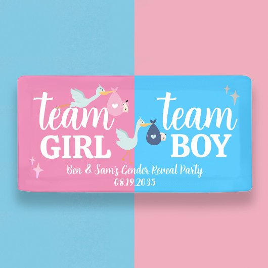 Team Meisje Jongen Roze Blauw Geslacht Onthullen P Spandoek