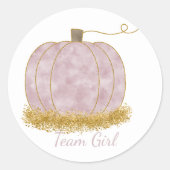 Team Meisje Pompoen Geslacht Onthullen Partij Stem Ronde Sticker (Voorkant)