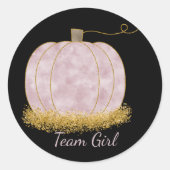 Team Meisje Pompoen Geslacht Onthullen Partij Stem Ronde Sticker (Voorkant)