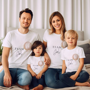Team Meisje Roze Ballon Geslacht Onthullen Familie T-shirt