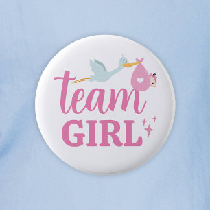 Team Meisje Roze Geslacht Onthullen Party Ronde Button 5,7 Cm