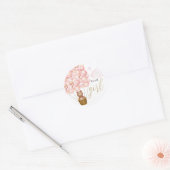 Team Meisje Teddybeer Roze Geslacht Reveal Stemmen Ronde Sticker (Envelop)