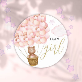 Team Meisje Teddybeer Roze Geslacht Reveal Stemmen Ronde Sticker