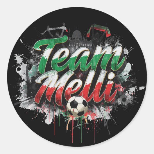 Team Melli - de bijnaam van het Iraanse team Ronde Sticker (Voorkant)