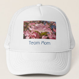 Team Moeder hoeden Witte Roze Dogwood Bloemen Lent Trucker Pet