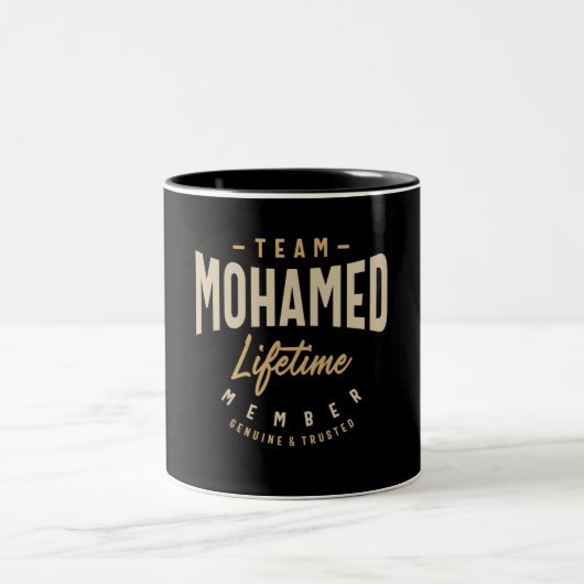 Team Mohamed Lifetime Lid met persoonlijke naam Tweekleurige Koffiemok (Center)
