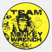 Team Monkey Wrench Ronde Sticker (Voorkant)