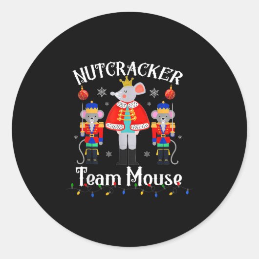 Team Mouse Nutcracker Christmas Dance Funny Soldie Ronde Sticker (Voorkant)