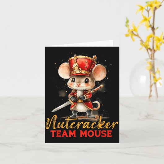 Team Mouse Nutcracker Christmas Dance Pajamas Kids Kaart (Gele Bloem)