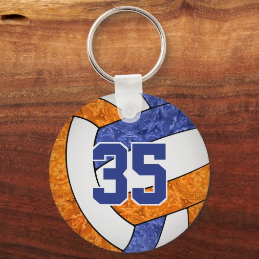 Team naam blauw sinaasappel aangepaste meisjes vol sleutelhanger (Voorkant)