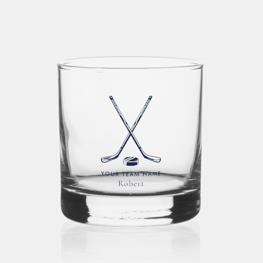 Team Naam Ice Hockey Giveaway Gepersonaliseerd Whisky Glas (Voorkant)