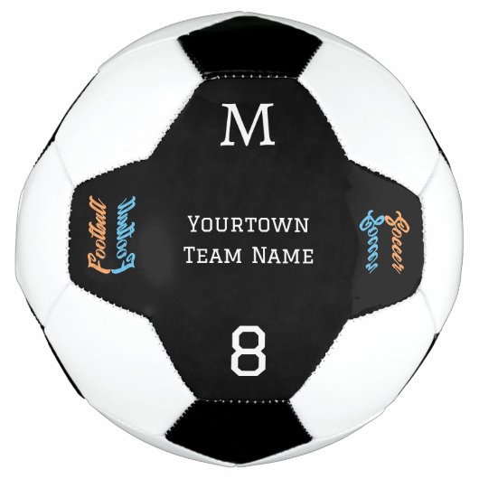 Team Naam Nummer Monogrammed Modern Stijlvol Voetbal (Voorkant)