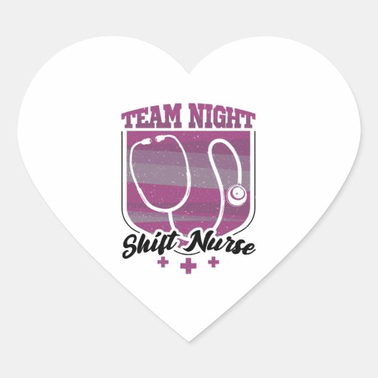 Team Nachtdienst Verpleegster Hart Sticker (Voorkant)