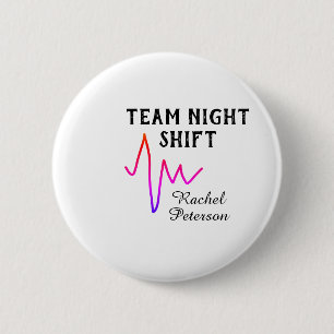 Team nachtploeg verpleegster dokter medisch naam h ronde button 5,7 cm