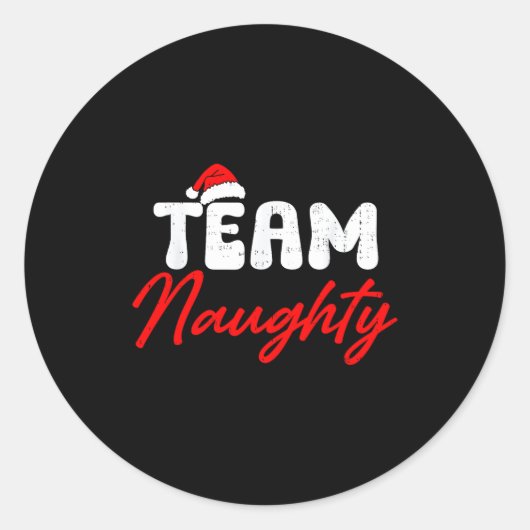 Team Naughty Funny Christmas Couple Matching Team  Ronde Sticker (Voorkant)