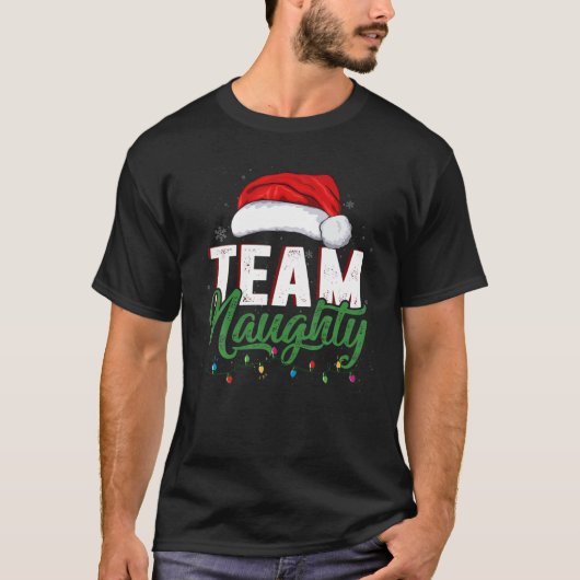 Team Naughty Funny Couple Matching Kerstman T-shirt (Voorkant)