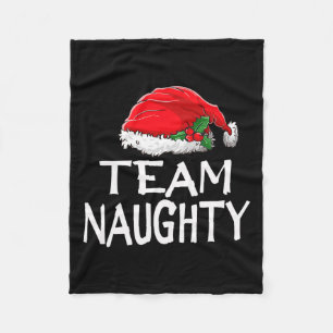 Team Naughty Funny Kerstpyjamas Santa Claus M Fleece Deken