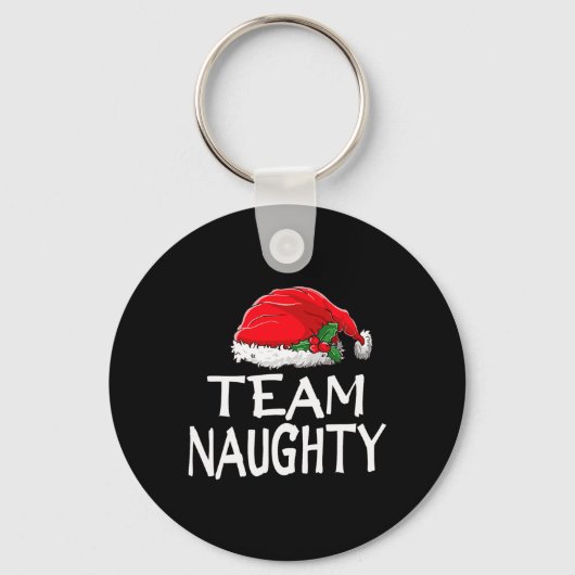 Team Naughty Funny Kerstpyjamas Santa Claus M Sleutelhanger (Voorkant)