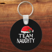 Team Naughty Funny Kerstpyjamas Santa Claus M Sleutelhanger (Voorkant)