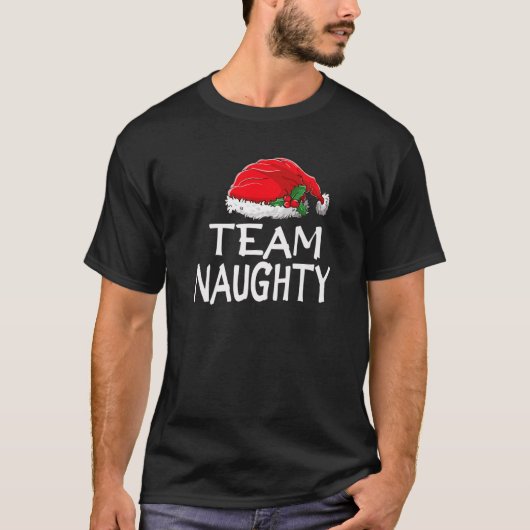 Team Naughty Funny Kerstpyjamas Santa Claus M T-shirt (Voorkant)