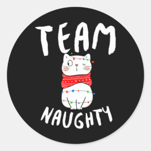 Team Naughty Funny Matching Family Kerstmis Ronde Sticker