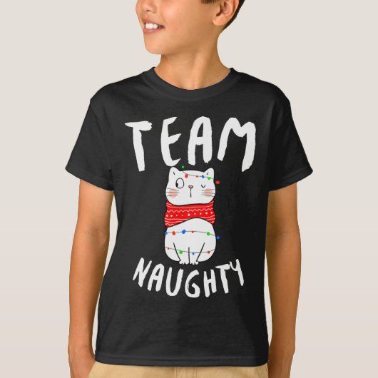 Team Naughty Funny Matching Family Kerstmis T-shirt (Voorkant)