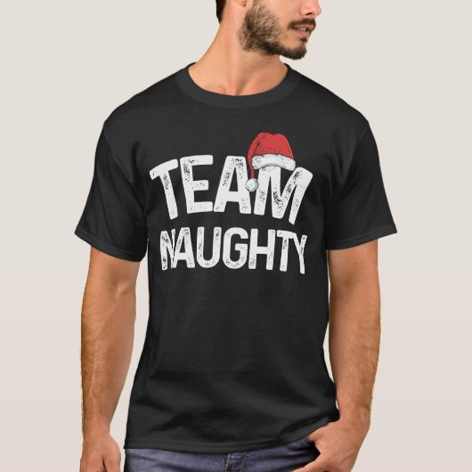 Team Naughty Matching Kerstparen Costume Te T-shirt (Voorkant)