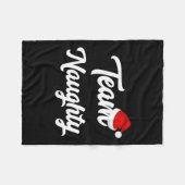 Team Naughty Nice Funny Holiday Kerstkerstman Fleece Deken (Voorkant (Horizontaal))