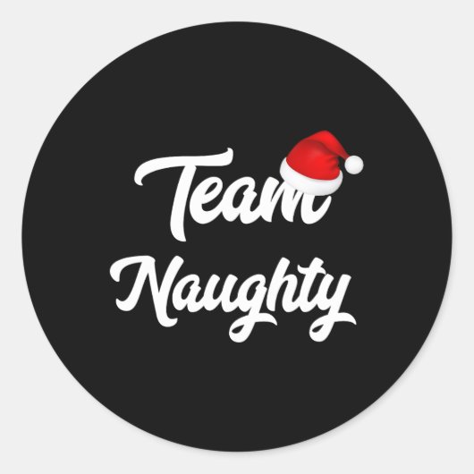 Team Naughty Nice Funny Holiday Kerstkerstman Ronde Sticker (Voorkant)