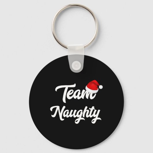 Team Naughty Nice Funny Holiday Kerstkerstman Sleutelhanger (Voorkant)