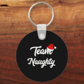 Team Naughty Nice Funny Holiday Kerstkerstman Sleutelhanger (Voorkant)