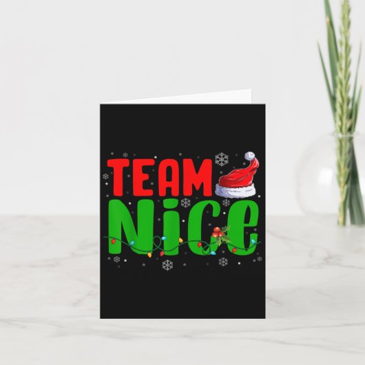 Team Naughty Nice Santa Hat Funny Christmas Matchi Kaart (Voorkant)