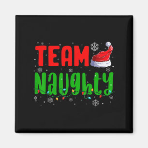 Team Naughty Nice Santa Hat Funny Christmas Matchi Magneet