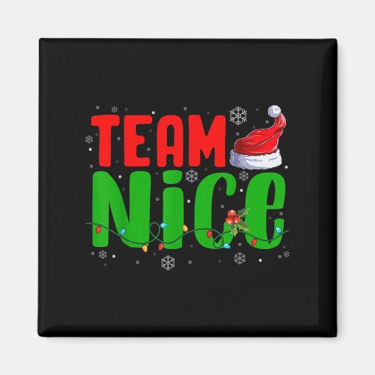 Team Naughty Nice Santa Hat Funny Christmas Matchi Magneet (Voorkant)