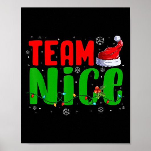 Team Naughty Nice Santa Hat Funny Christmas Matchi Poster (Voorkant)