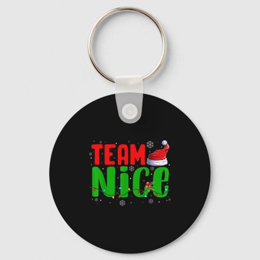 Team Naughty Nice Santa Hat Funny Christmas Matchi Sleutelhanger (Voorkant)