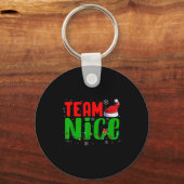 Team Naughty Nice Santa Hat Funny Christmas Matchi Sleutelhanger (Voorkant)