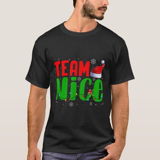 Team Naughty Nice Santa Hat Funny Christmas Matchi T-shirt (Voorkant)