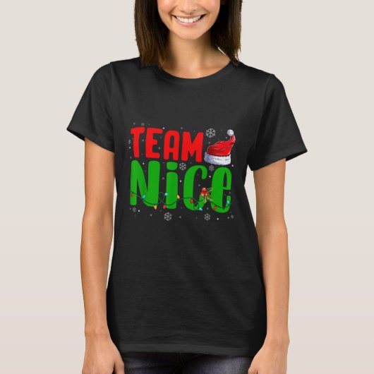 Team Naughty Nice Santa Hat Funny Christmas Matchi T-shirt (Voorkant)