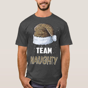 Team Naughty Santa leopard pet Pajamas Family Xmas T-shirt