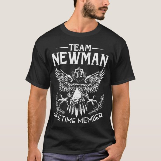 Team NEWMAN Lifetime Member Achternaam T-shirt (Voorkant)