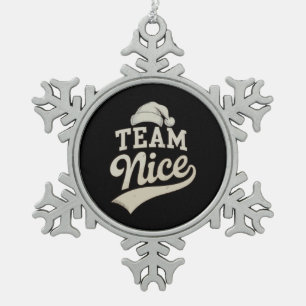 Team Nice Kerstmuts Kerstmis Xmas Matching Familie Tin Sneeuwvlok Ornament
