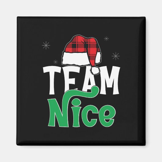 Team Nice Naughty Plaid Xmas PJS 2024 Grappig paar Magneet (Voorkant)