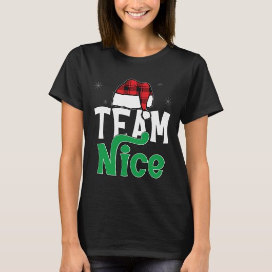 Team Nice Naughty Plaid Xmas PJS 2024 Grappig paar T-shirt (Voorkant)